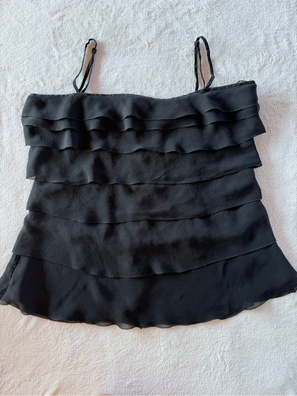 Dkny Black Layered Ruffle Camisole Size 10 - Picture 1 of 7